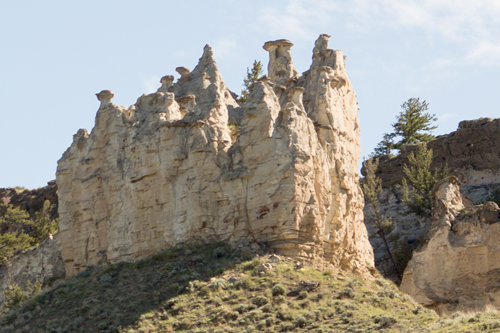 White, cylindrical rock formation